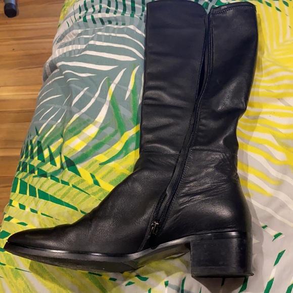 Hobbs black leather knee high Boots sz 41 - Picture 2 of 4